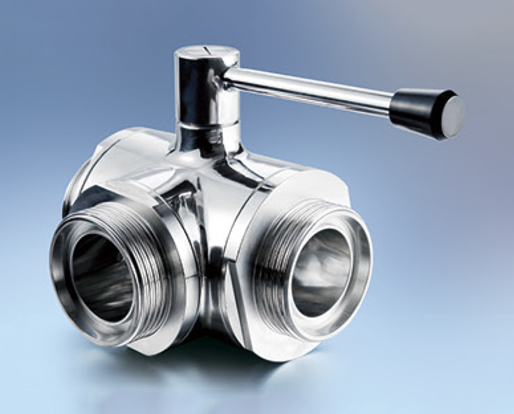 Sanitary Three Way Threaded Ball Valve